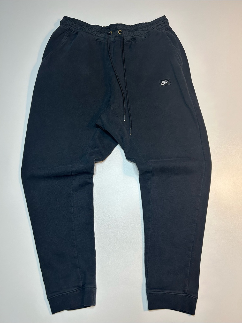 Nike Sportswear Washed Black Garment Dyed Joggers Silicone Patch Sweatpants